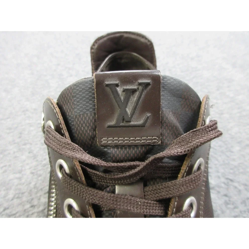 Louis Vuitton Shoes Mens Size 7.5 Damier Canvas Low Top Leather‎ Sneaker Zip